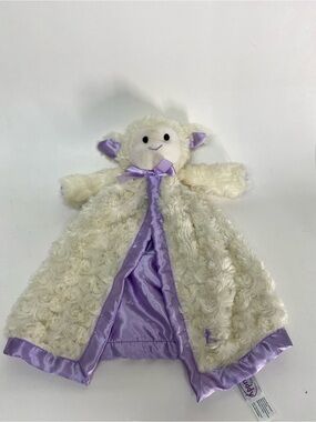 Scentsy Lenny the Lamb Buddy Lovey Blankie Purple Satin & White Comfort Plush